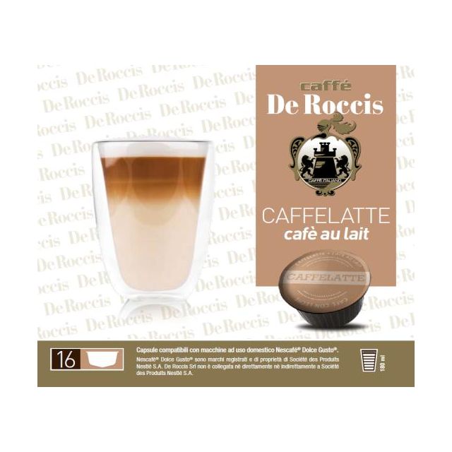 De Roccis Caffelatte Compatible Nescafè Dolce Gusto x16 160g